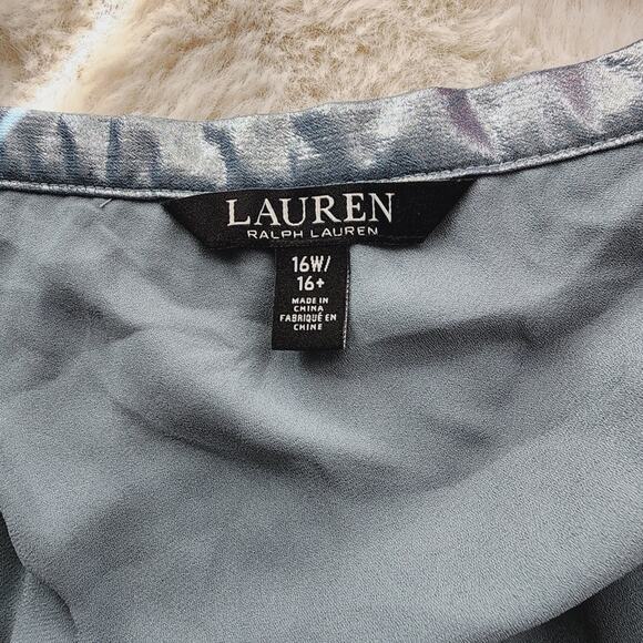 NEW Lauren Ralph Lauren Blue Metallic Pleated Chiffon Midi Skirt - Picture 10 of 15